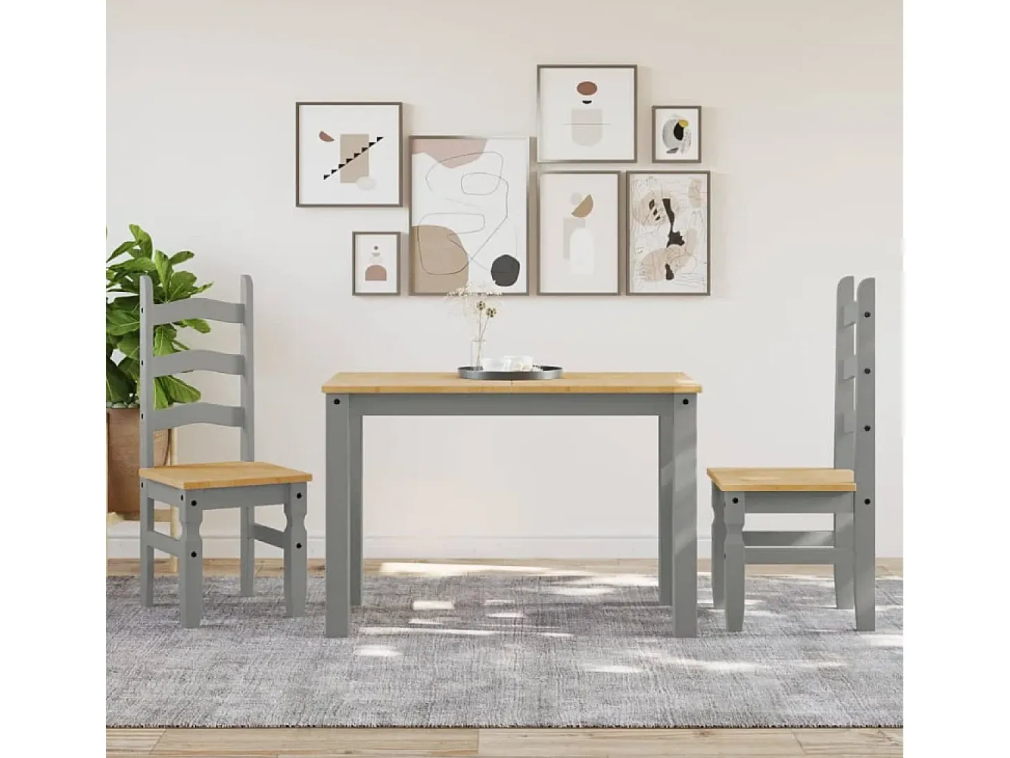 Juego de 2 Sillas de comedor Corona madera pino gris 42x47x107 cm ES255261