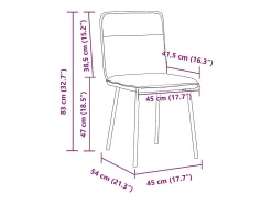 Juego de 4 sillas de comedor de terciopelo azul