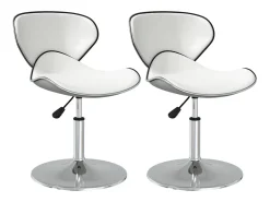 Juego de 2 sillas de comedor de piel sintética blanca