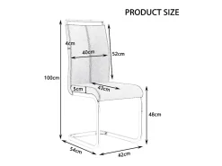 Juego de 4 sillas de comedor - estructura metálica y tapicería de polipiel - PU blanco