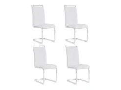 Juego de 4 sillas de comedor - estructura metálica y tapicería de polipiel - PU blanco