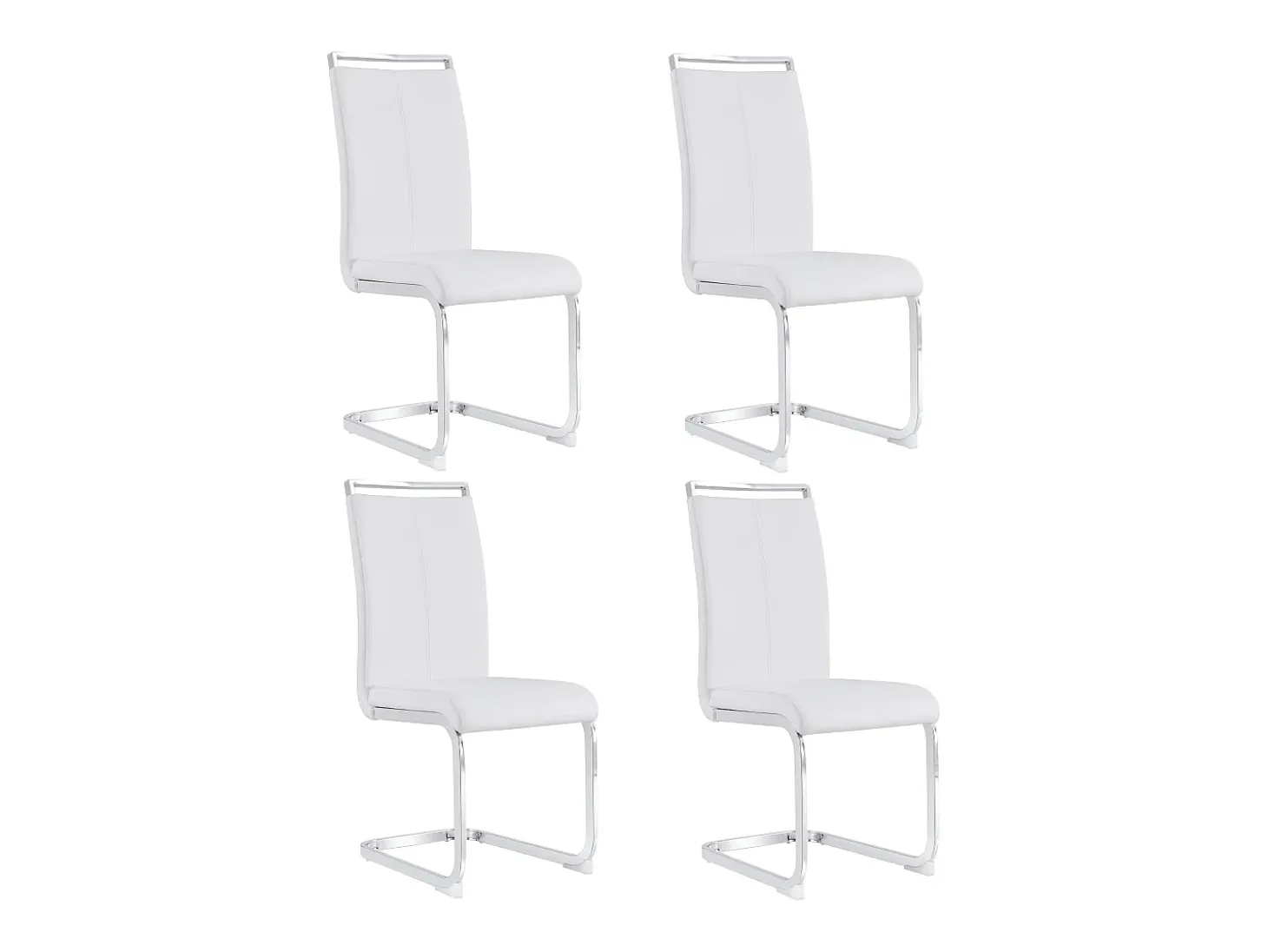 Juego de 4 sillas de comedor - estructura metálica y tapicería de polipiel - PU blanco