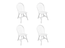 Juego de 4 Sillas de comedor madera maciza de caucho blanco ES624137