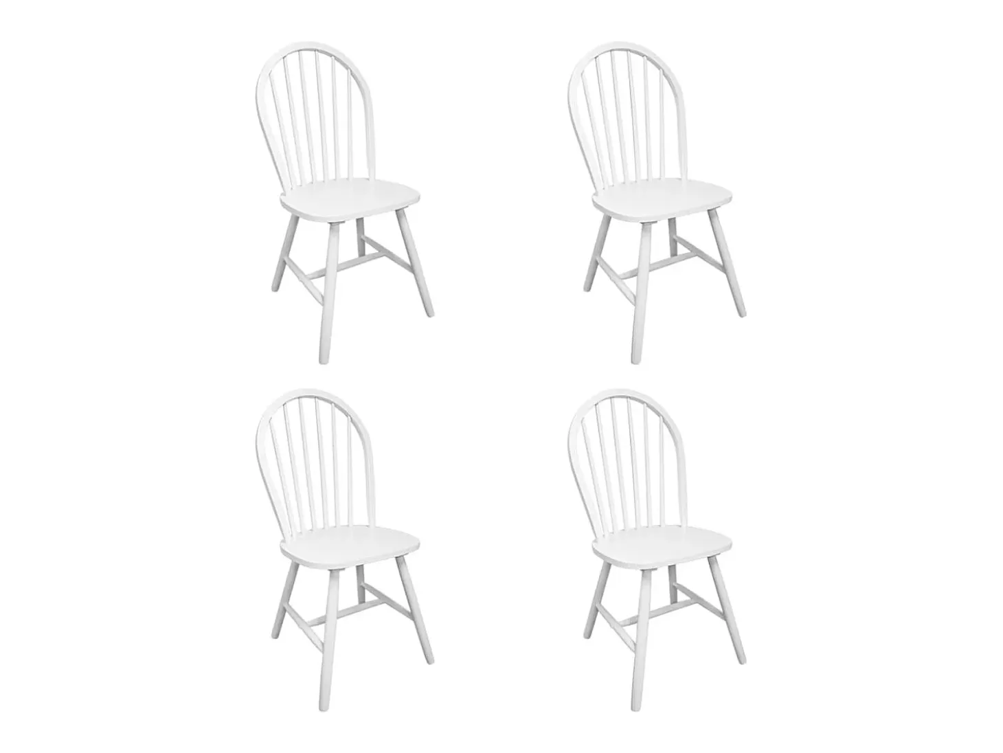 Juego de 4 Sillas de comedor madera maciza de caucho blanco ES624137