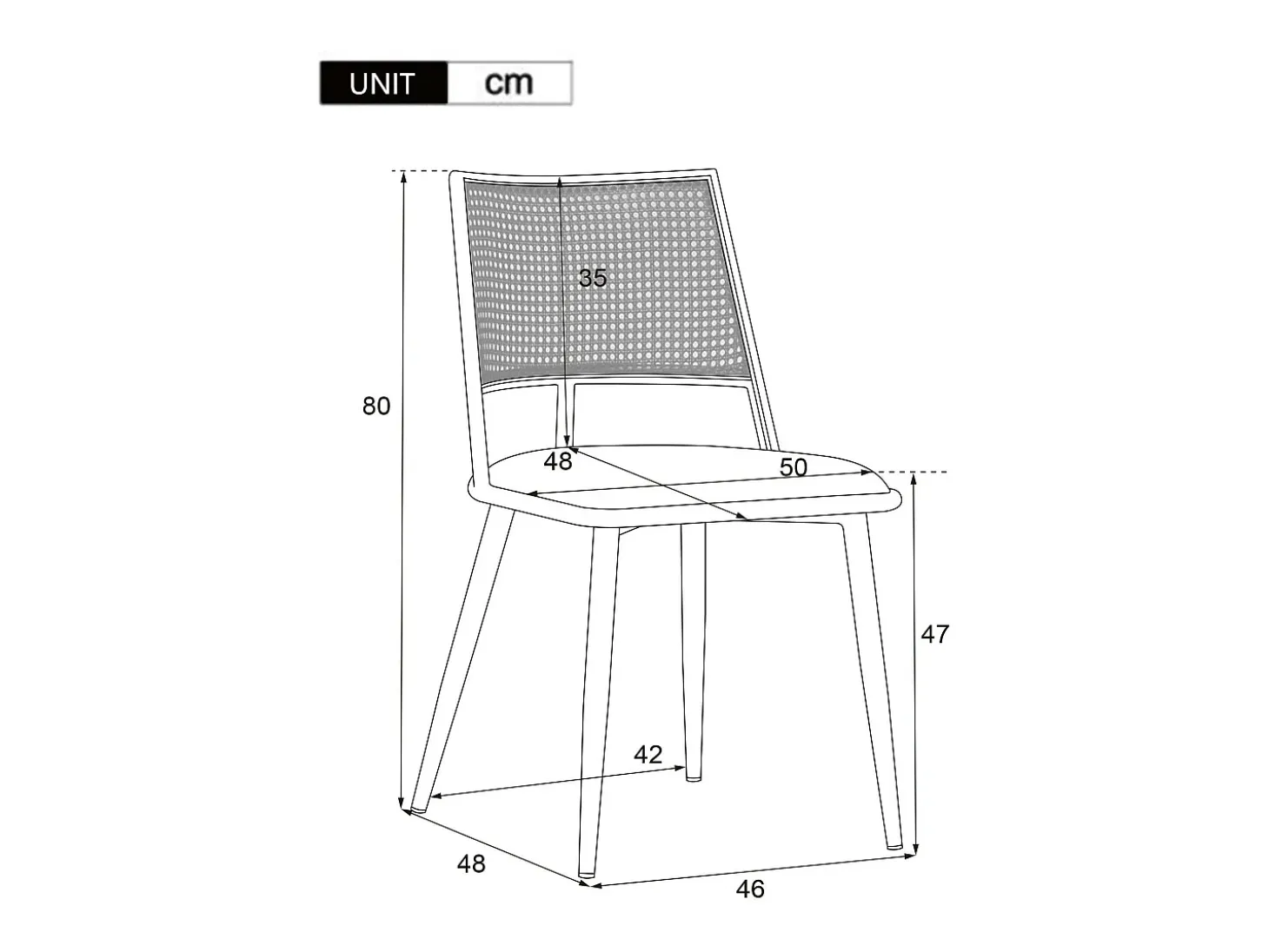Juego de 4 sillas de comedor con cojín de piel sintética y respaldo de ratán PE - Natural