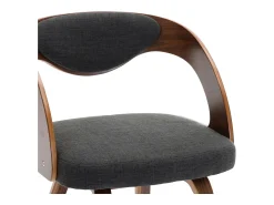Juego de 2 sillas de comedor de madera curvada gris oscuro y tela