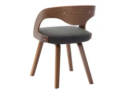 Juego de 2 sillas de comedor de madera curvada gris oscuro y tela