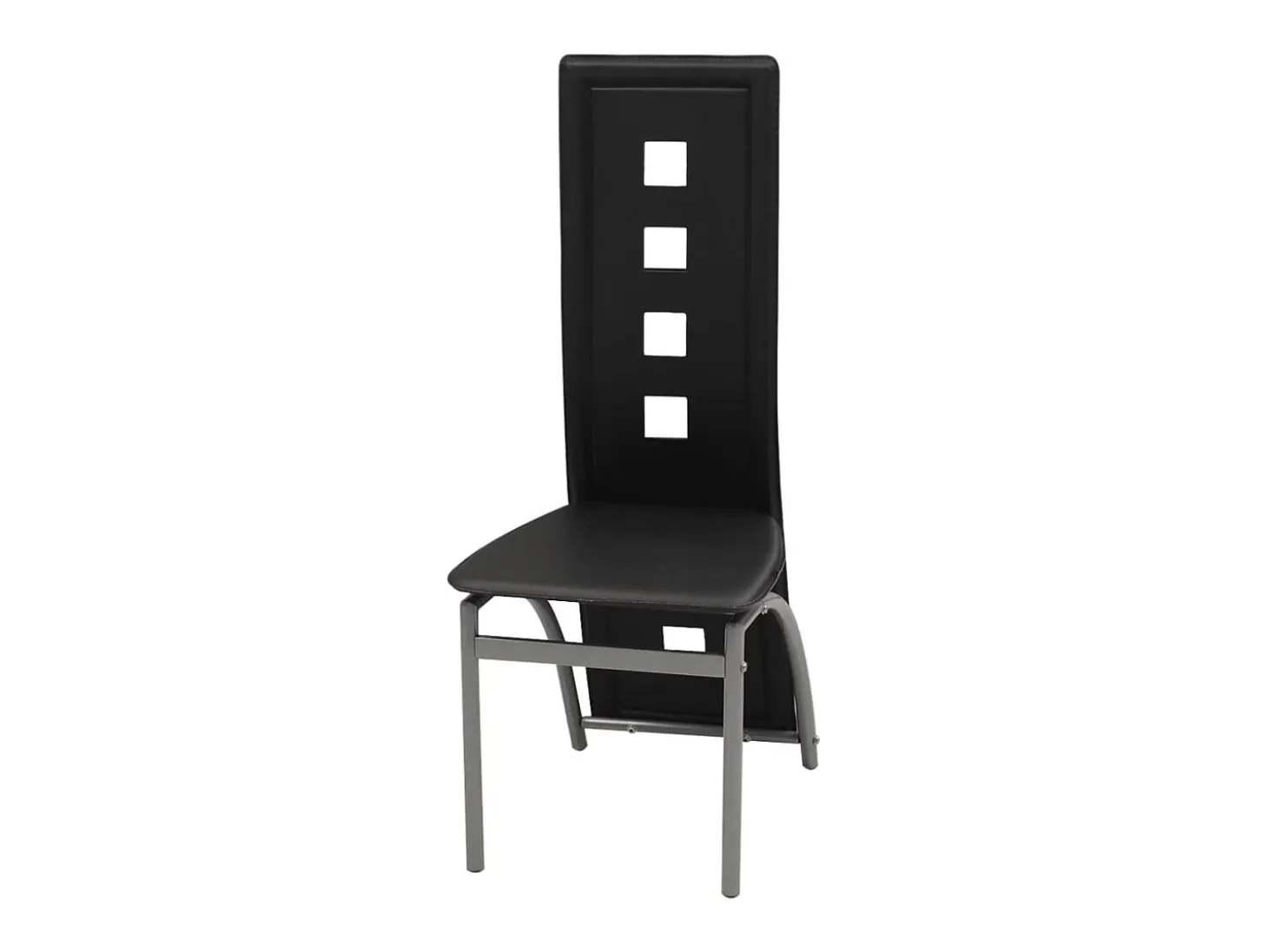 Juego de 4 sillas de comedor de piel sintética negra