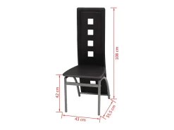 Juego de 4 sillas de comedor de piel sintética negra