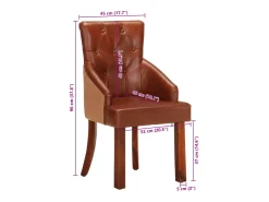 Juego de 2 sillas de comedor de piel de cabra auténtica marrón