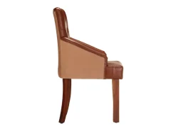 Juego de 2 sillas de comedor de piel de cabra auténtica marrón