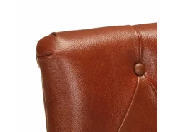 Juego de 2 sillas de comedor de piel de cabra auténtica marrón