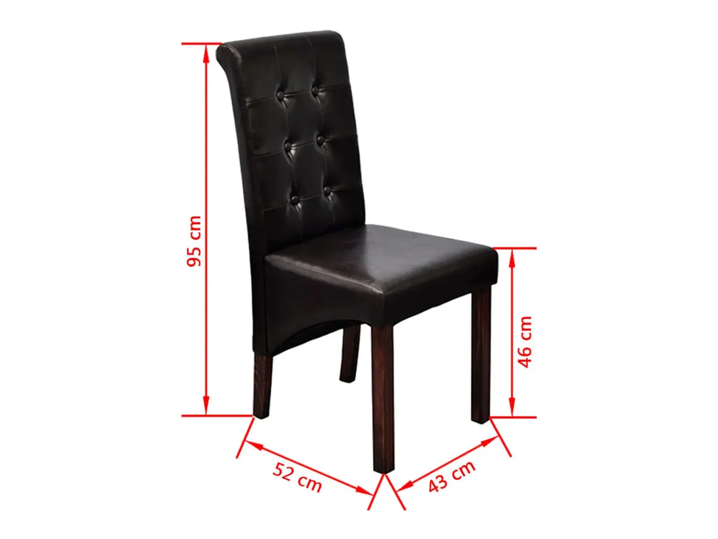 Juego de 2 sillas de comedor de piel sintética marrón