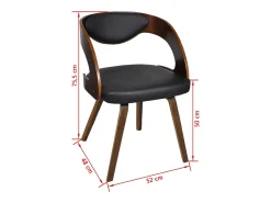 Juego de 2 sillas de comedor de piel sintética marrón