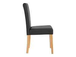 Juego de 6 sillas de comedor Littau de piel sintética, polipiel, negro mate, patas claras