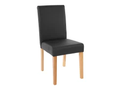 Juego de 6 sillas de comedor Littau de piel sintética, polipiel, negro mate, patas claras