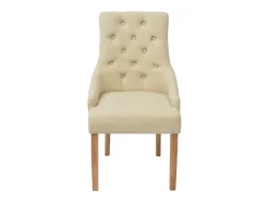 Juego de 2 sillas de comedor de tela color crema