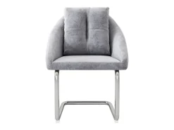 Juego de 4 sillas de comedor - terciopelo gris - Sillas con respaldo acolchado y patas arqueadas plateadas
