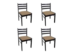 Juego de 4 Sillas de comedor madera maciza caucho terciopelo marrón ES257948