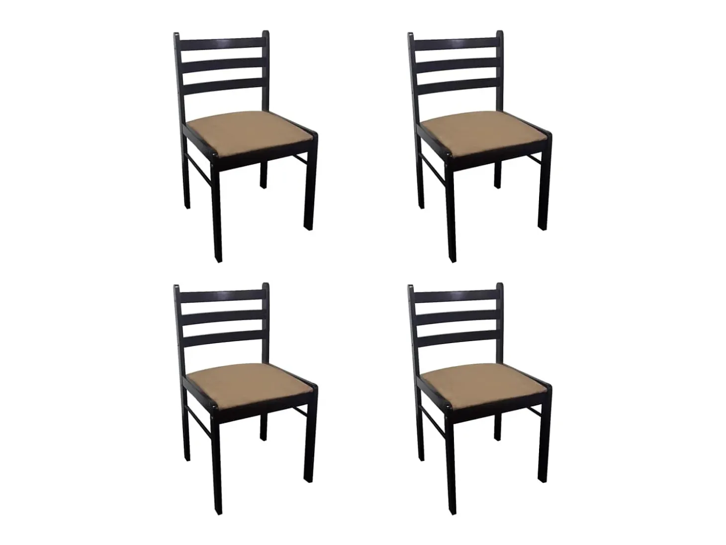 Juego de 4 Sillas de comedor madera maciza caucho terciopelo marrón ES257948