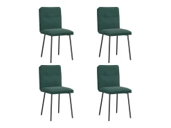Juego de 4 sillas de comedor de terciopelo verde oscuro