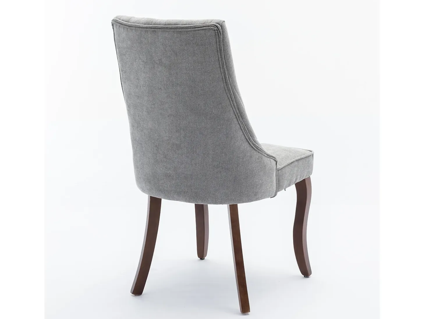 Juego de 2 sillas de comedor - Sillas con patas curvas de madera maciza y respaldo tapizado - chenilla gris