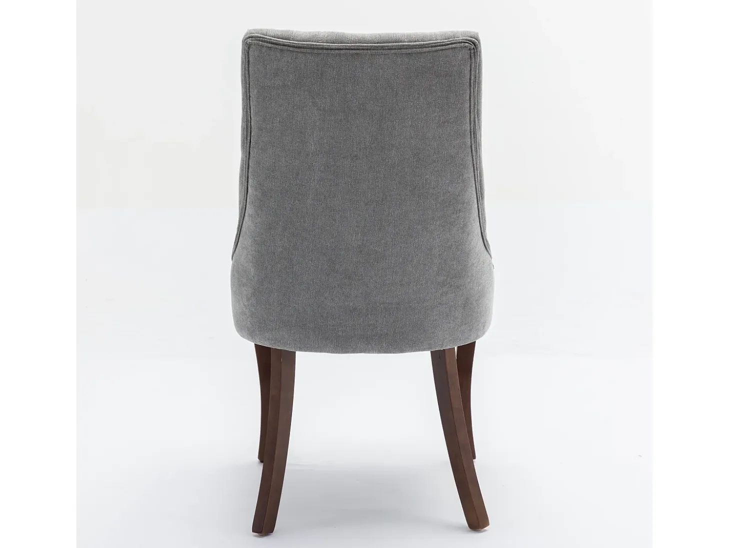 Juego de 2 sillas de comedor - Sillas con patas curvas de madera maciza y respaldo tapizado - chenilla gris