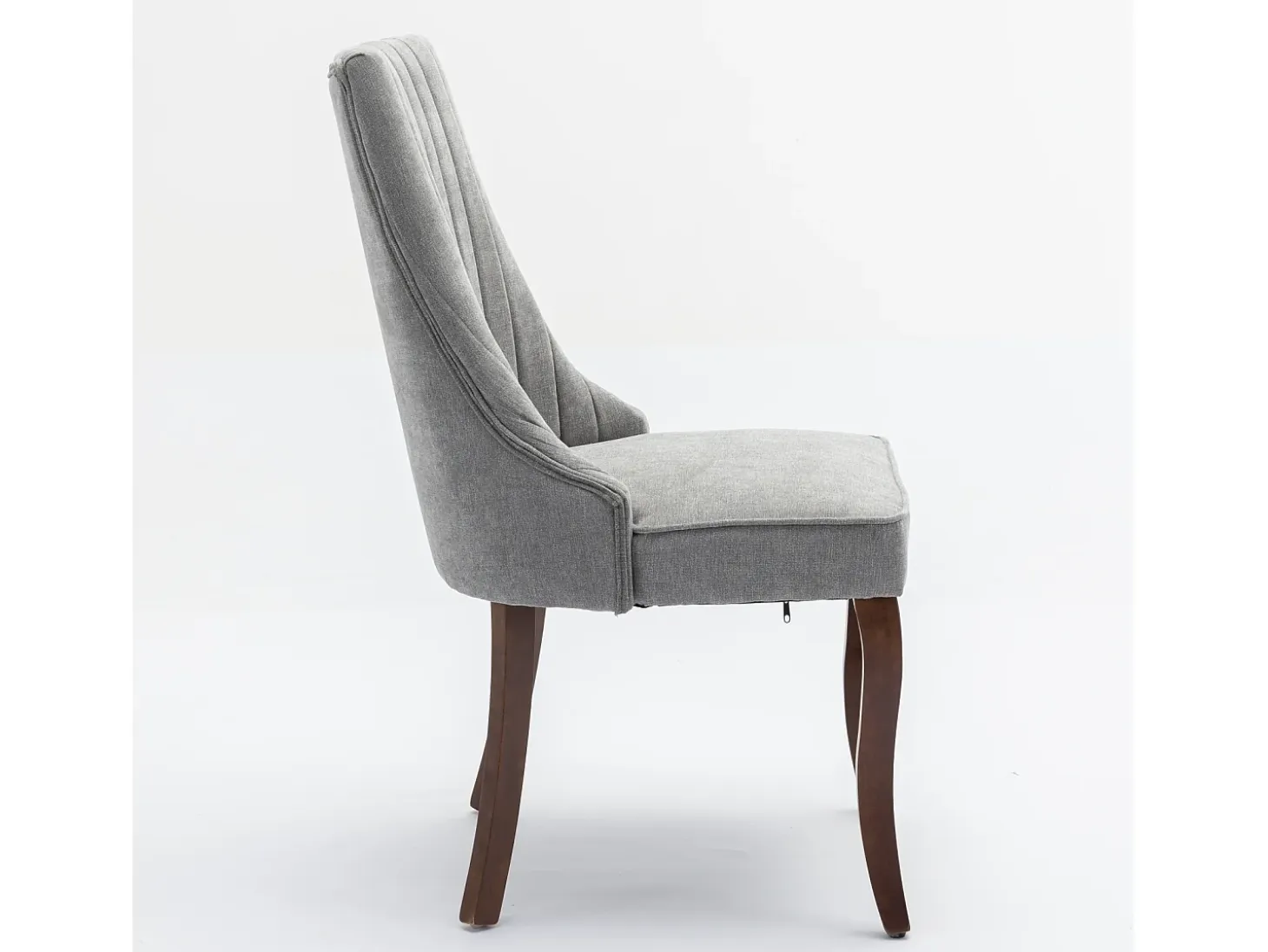 Juego de 2 sillas de comedor - Sillas con patas curvas de madera maciza y respaldo tapizado - chenilla gris