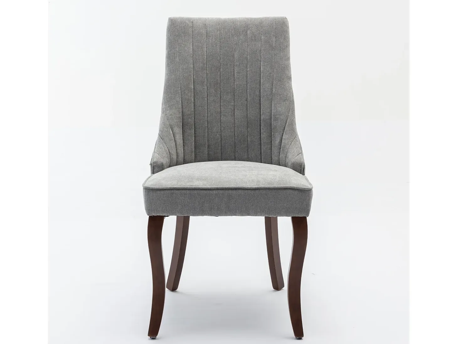 Juego de 2 sillas de comedor - Sillas con patas curvas de madera maciza y respaldo tapizado - chenilla gris