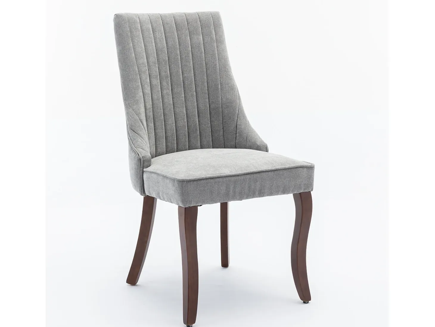Juego de 2 sillas de comedor - Sillas con patas curvas de madera maciza y respaldo tapizado - chenilla gris