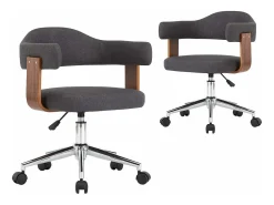 Juego de 2 Sillas de comedor girartorias madera curvada y tela gris ES130290