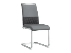 Juego de 4 sillas de comedor modernas con respaldo alto y patas tapizadas, respaldo de rayas cruzadas para comedor, cocina y oficina, color gris