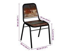 Juego de 4 sillas de comedor de madera maciza recuperada