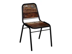 Juego de 4 sillas de comedor de madera maciza recuperada