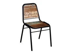 Juego de 4 sillas de comedor de madera maciza recuperada