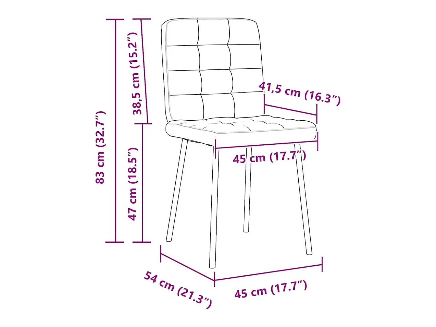 Juego de 2 sillas de comedor de terciopelo azul