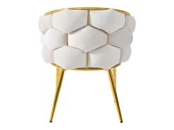 Juego de 4 sillas de comedor en terciopelo beige con respaldo acolchado y estructura de metal dorado