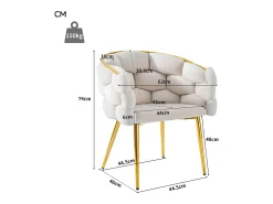 Juego de 4 sillas de comedor en terciopelo beige con respaldo acolchado y estructura de metal dorado