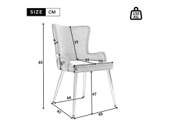Juego de 2 sillas de comedor en terciopelo beige con respaldo tapizado y patas plateadas, para sala y dormitorio