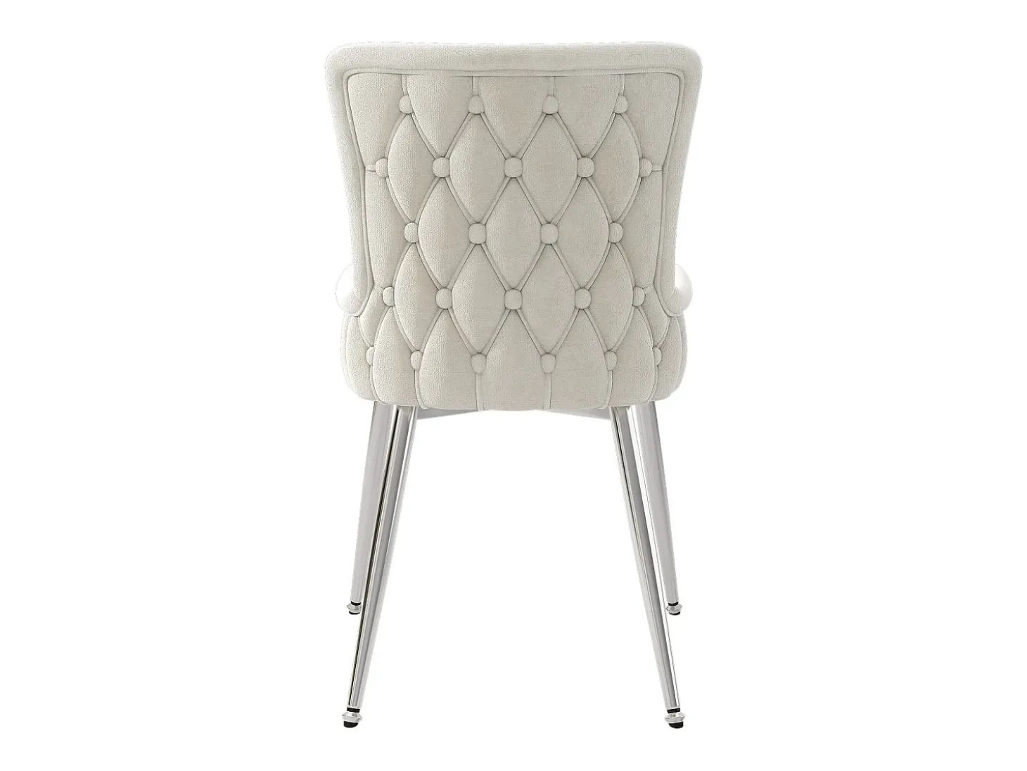 Juego de 2 sillas de comedor en terciopelo beige con respaldo tapizado y patas plateadas, para sala y dormitorio