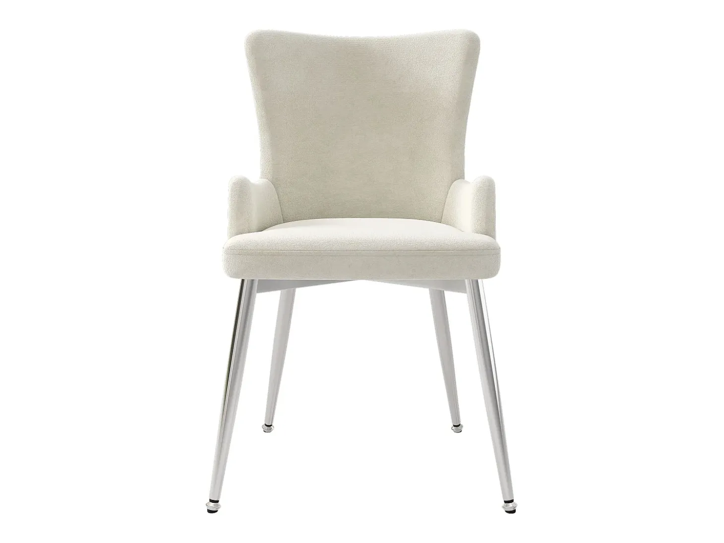 Juego de 2 sillas de comedor en terciopelo beige con respaldo tapizado y patas plateadas, para sala y dormitorio