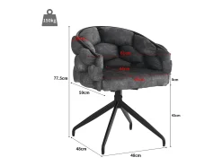Juego de 2 sillas de comedor giratorias - 61 x 59 x 77,5 cm - Patas de terciopelo y metal - Gris