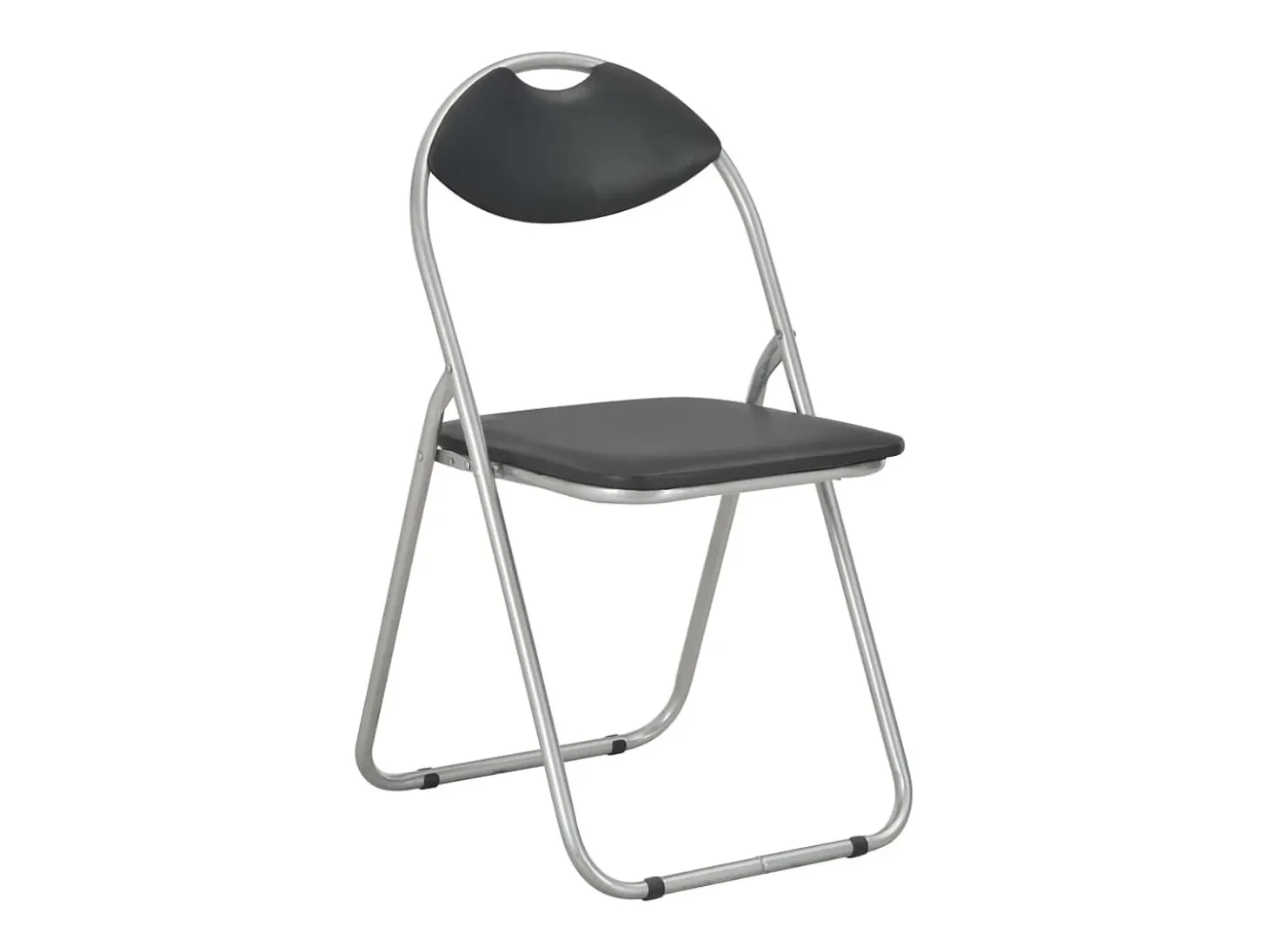 Juego de 2 sillas de comedor plegables de piel sintética negra