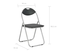 Juego de 2 sillas de comedor plegables de piel sintética negra