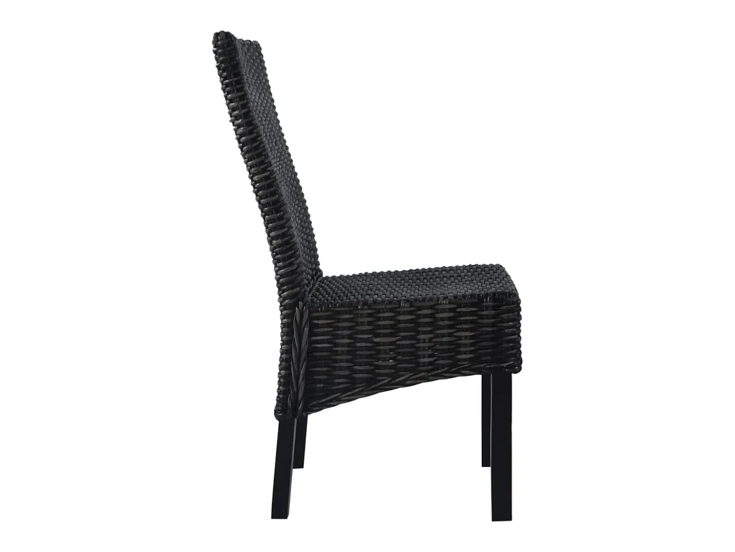 Juego de 2 sillas de comedor de ratán negro kubu y madera de caoba