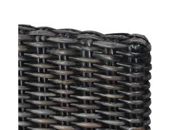Juego de 2 sillas de comedor de ratán negro kubu y madera de caoba