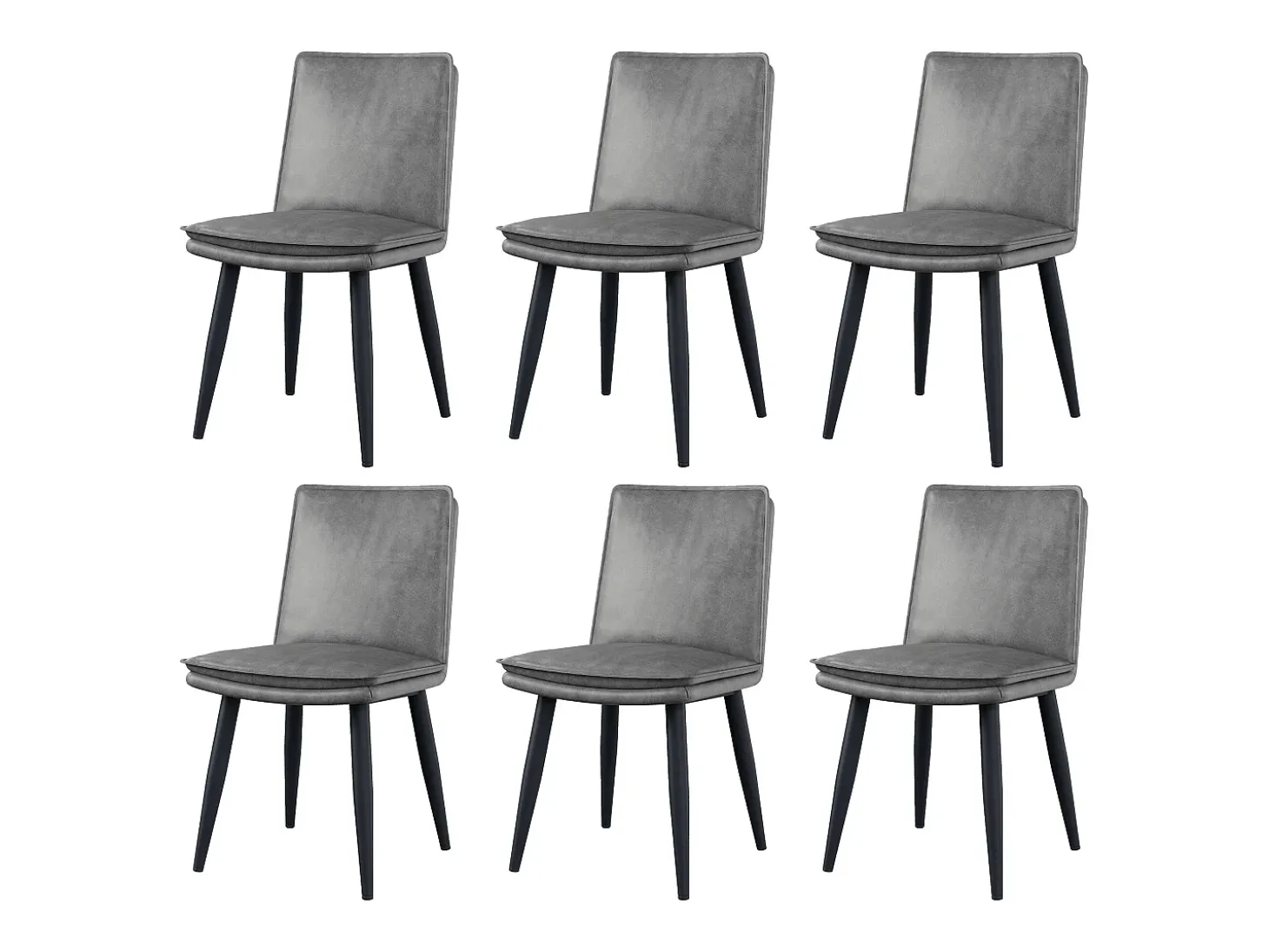 Juego de 6 sillas de comedor, PU gris, con asientos acolchados de doble capa - para comedores y salas de estar