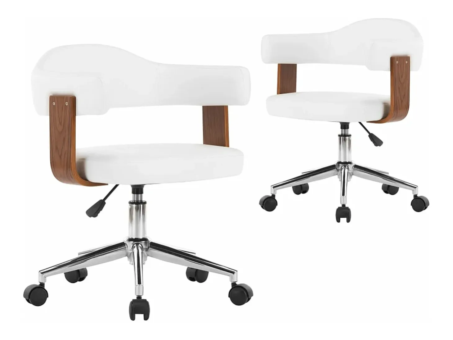 Juego de 2 Sillas de comedor giratorias madera curvada cuero blanco ES694072