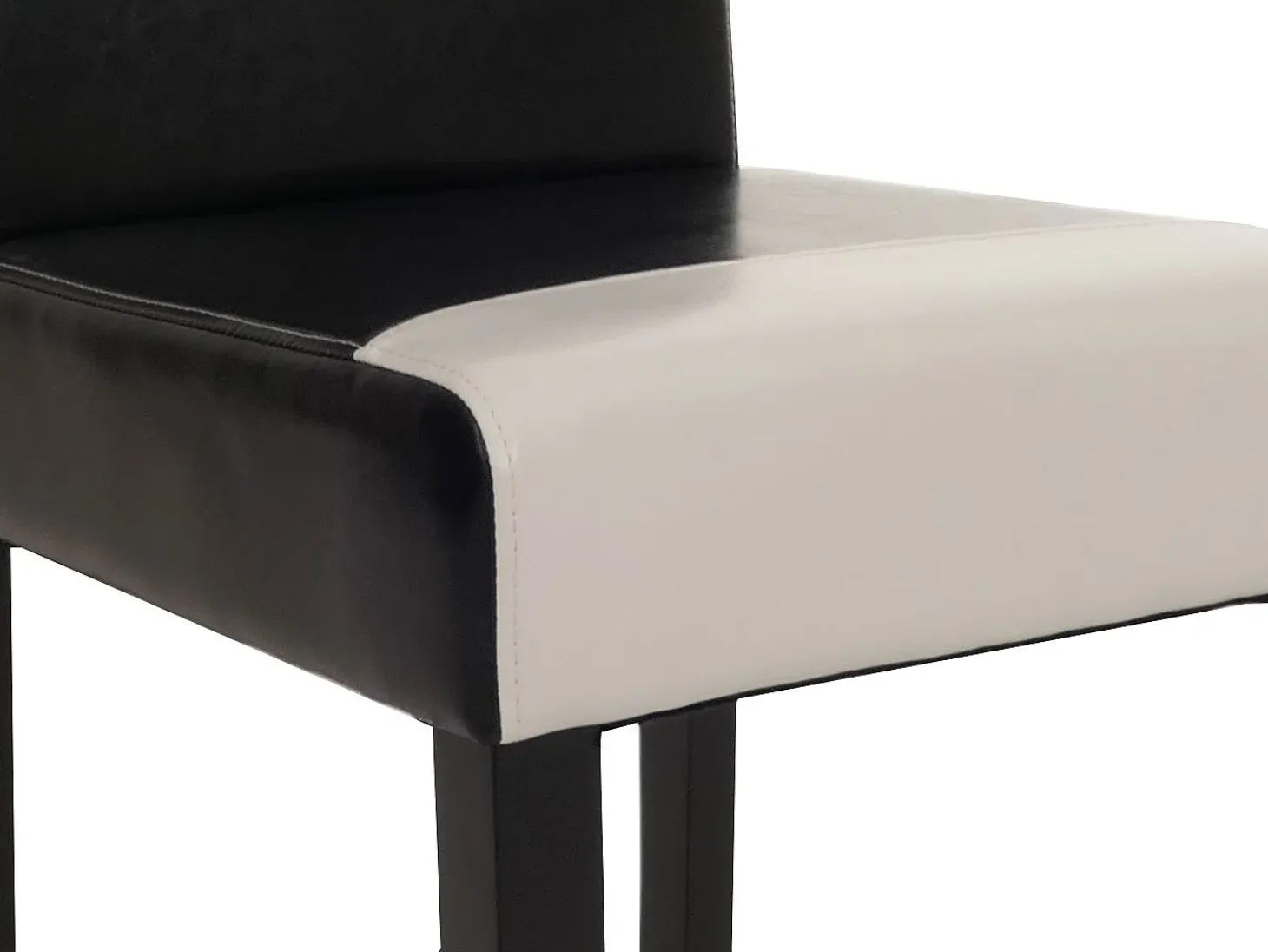 Juego de 6 sillas de comedor Littau de piel sintética, polipiel, blanco y negro, patas oscuras