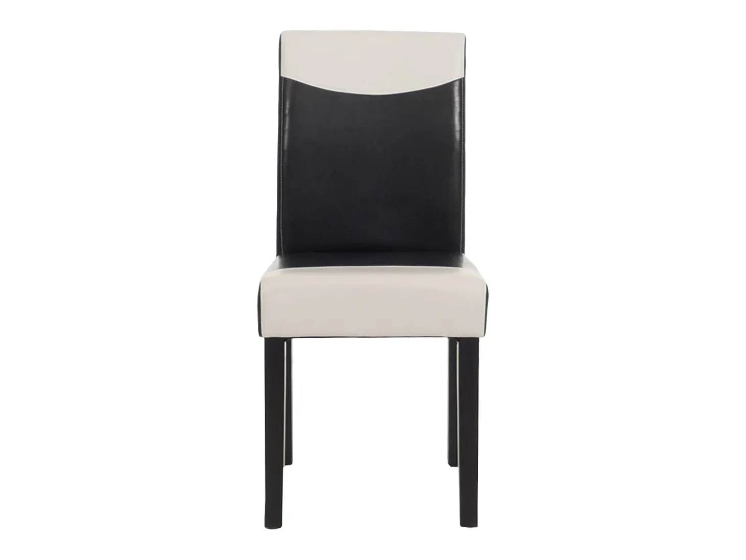 Juego de 6 sillas de comedor Littau de piel sintética, polipiel, blanco y negro, patas oscuras